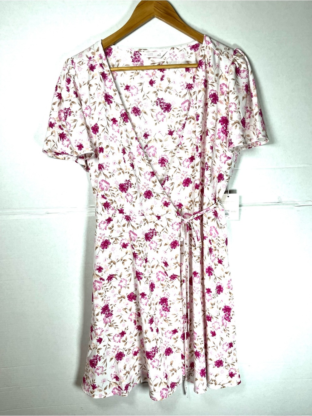 LC Lauren Conrad White Mini Dress with Pink Floral Print